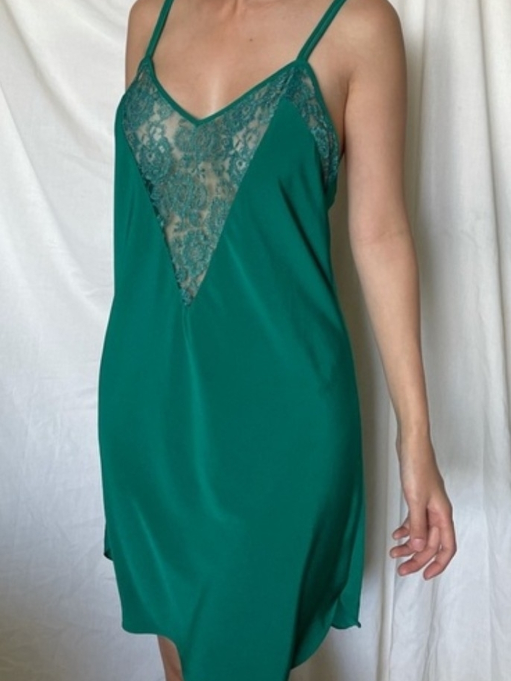 Victoria's Secret Teal Green Lace-Trim Slip